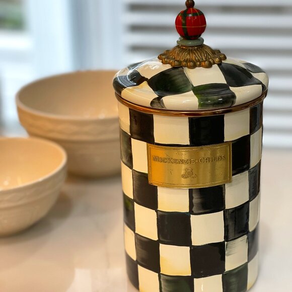 Vintage MacKenzie-Childs Courtly Check Large Canister - Picture 5 of 16